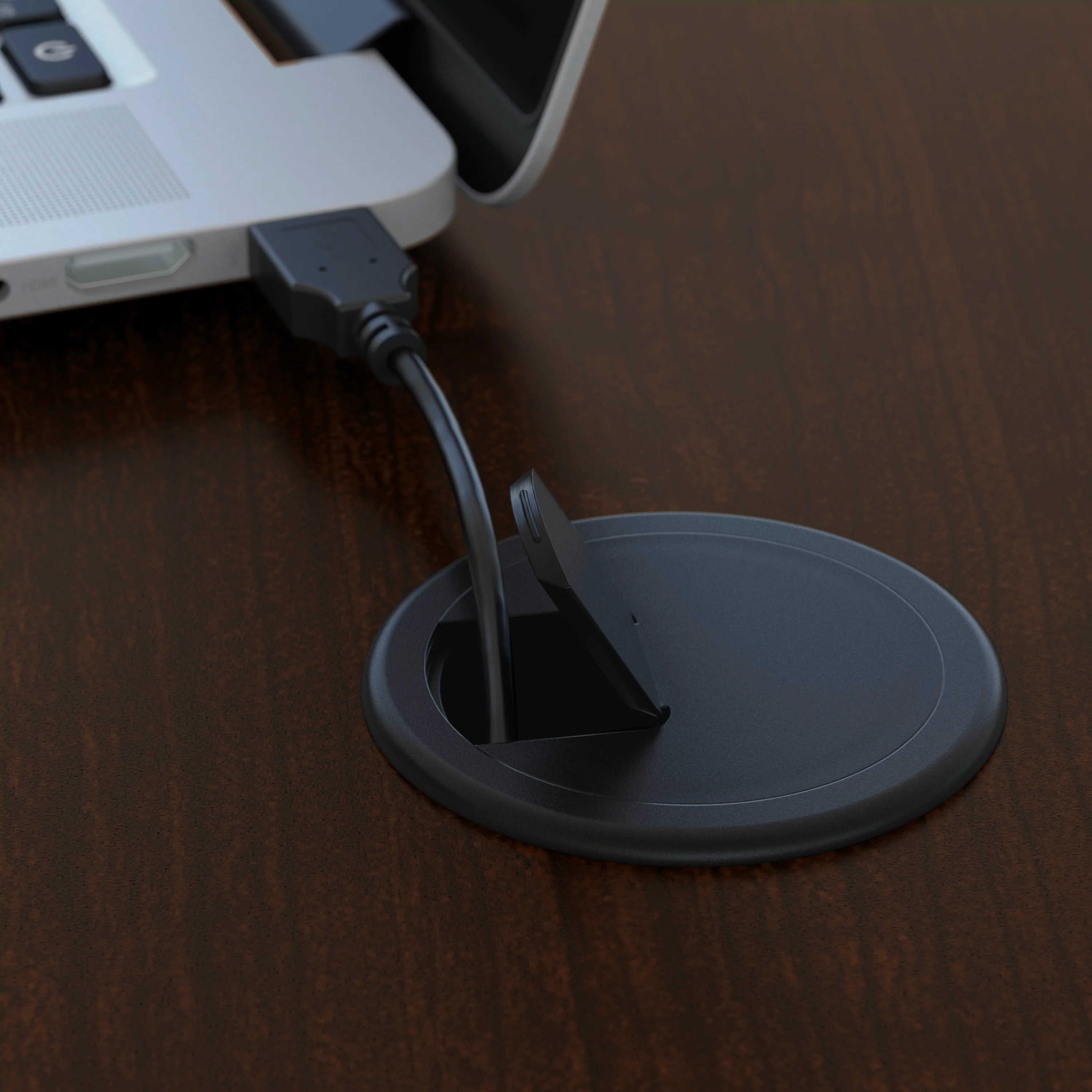Mocha Cherry L-Shaped Premium Desk with Mobile Pedestal - Image 3