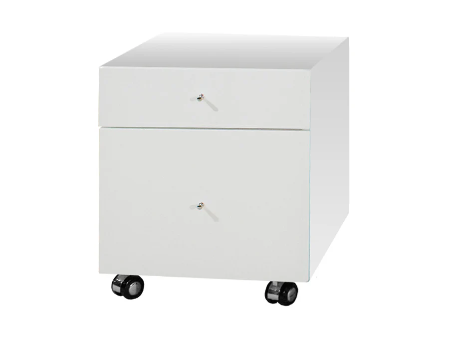 Premium 69" White Lacquer Modern Glass Executive Desk - Image 3