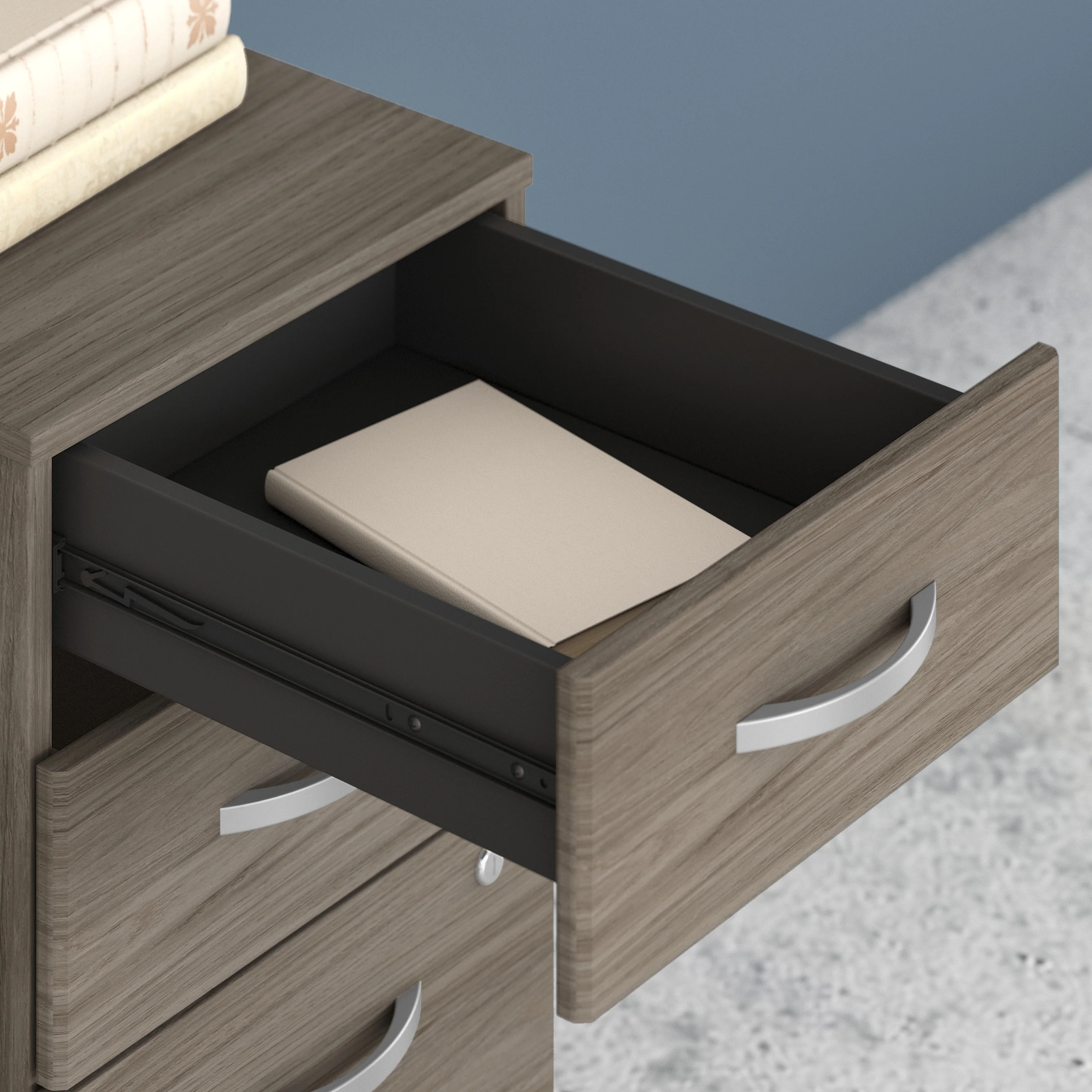 Modern Hickory 60" Rugged Executive Desk with Mobile Pedestal - Image 6