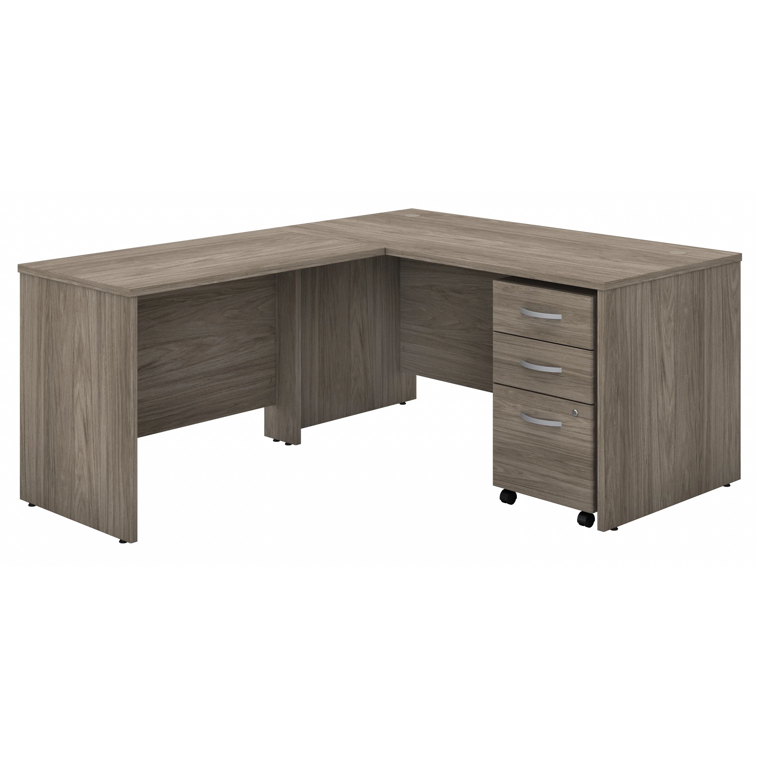Modern Hickory 72" x 72" L-shaped Desk with Mobile Pedestal - Image 2