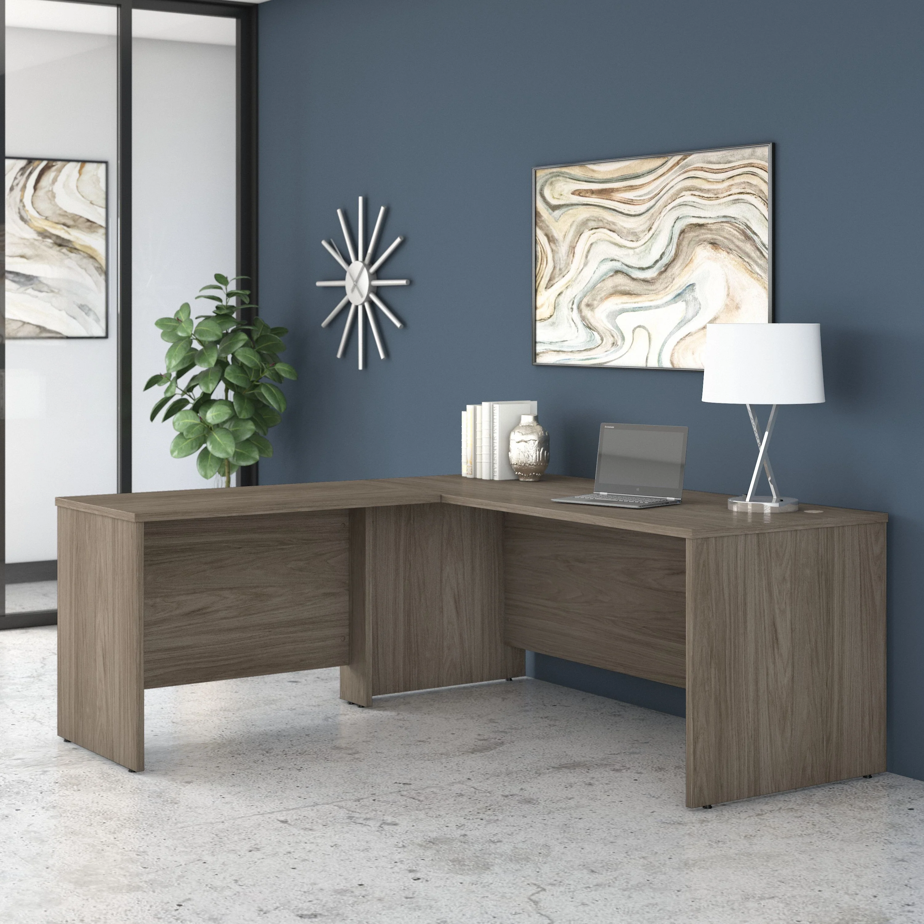 Modern Hickory 72"x 72" Premium L-Shaped Modern Office Desk