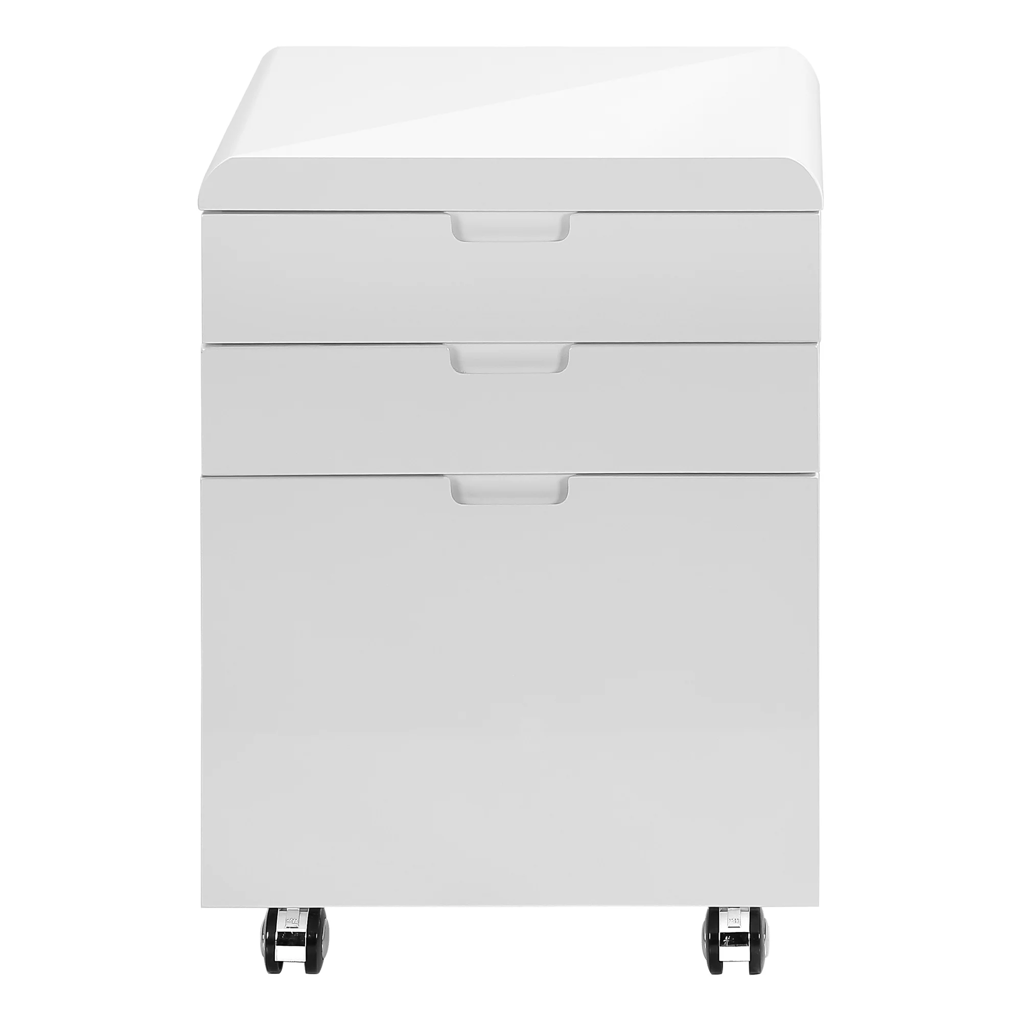 Modern White 18" Gloss Mobile File Cabinet