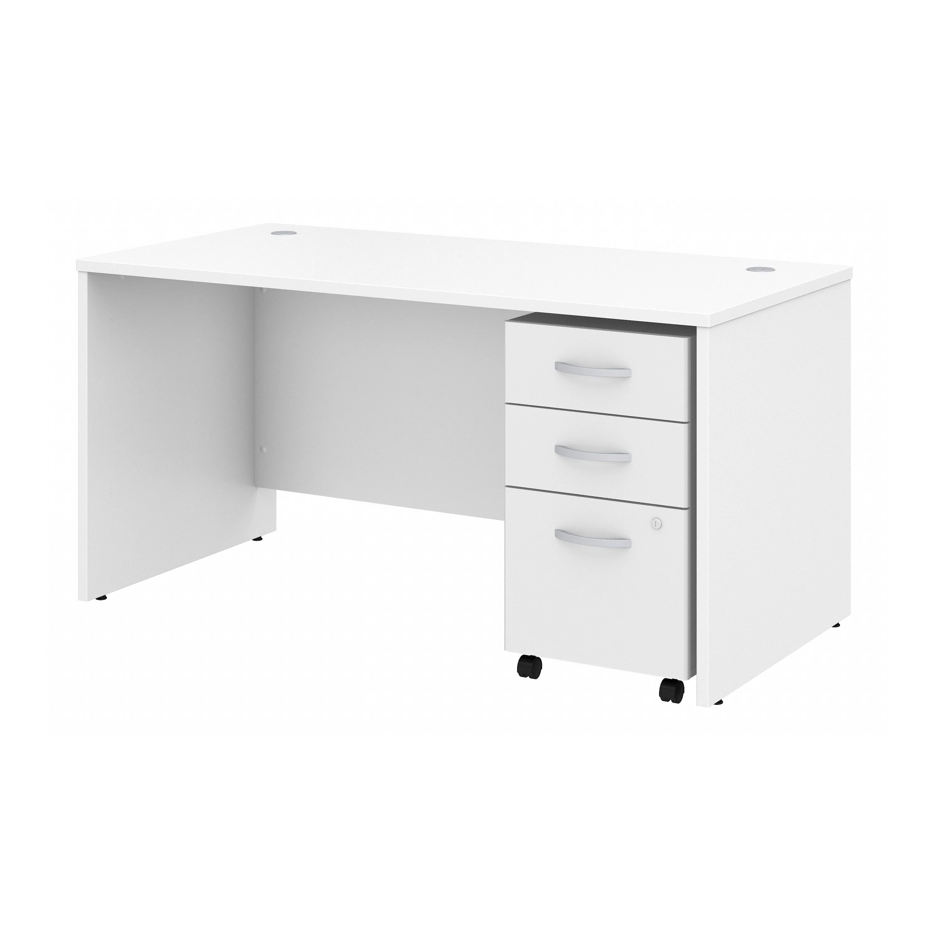Modern White 60" Executive Desk with Included Mobile Pedestal - Image 2