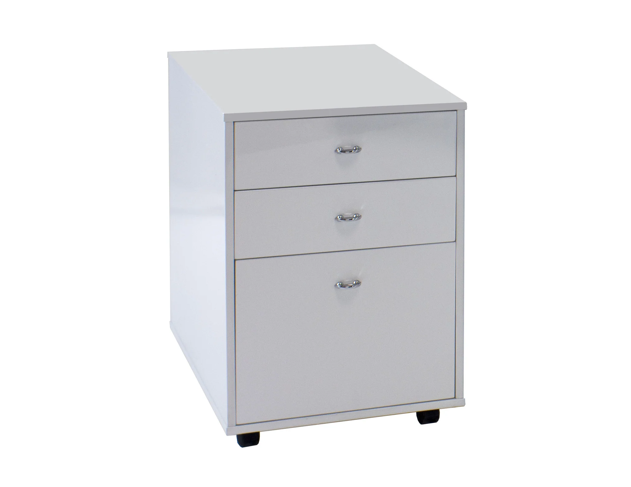 Modern White Lacquer Curved Executive Desk with Mobile Files - Image 3