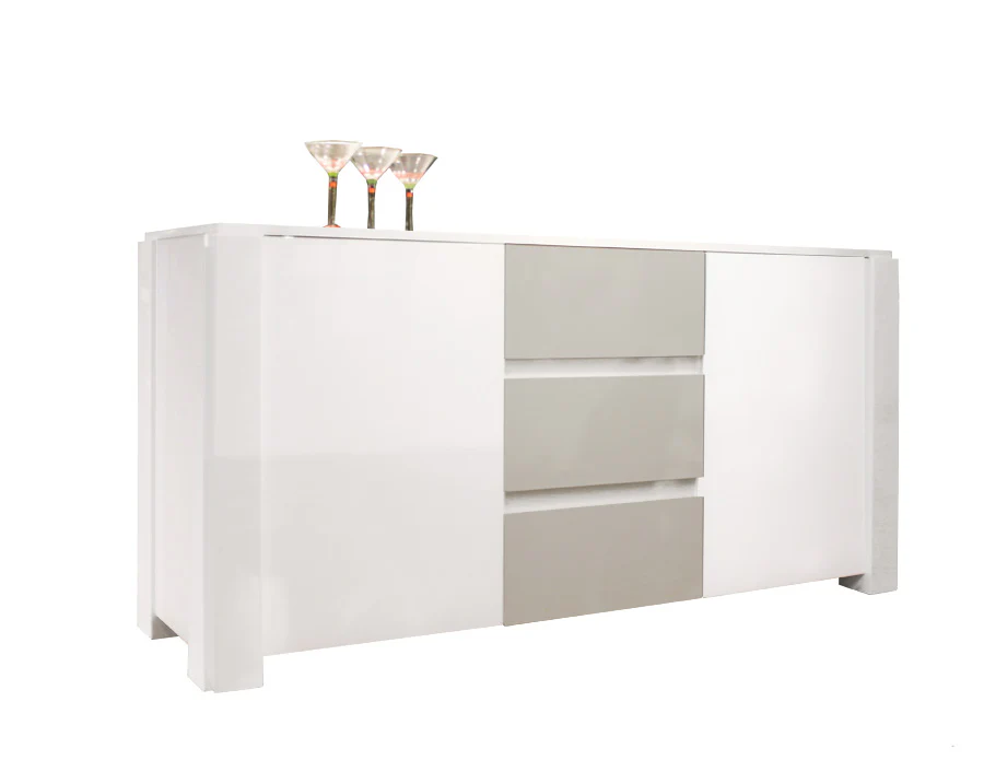 Modern White Lacquer Conference Table with Gray Lacquer Extension (80" W to 100" W) - Image 4