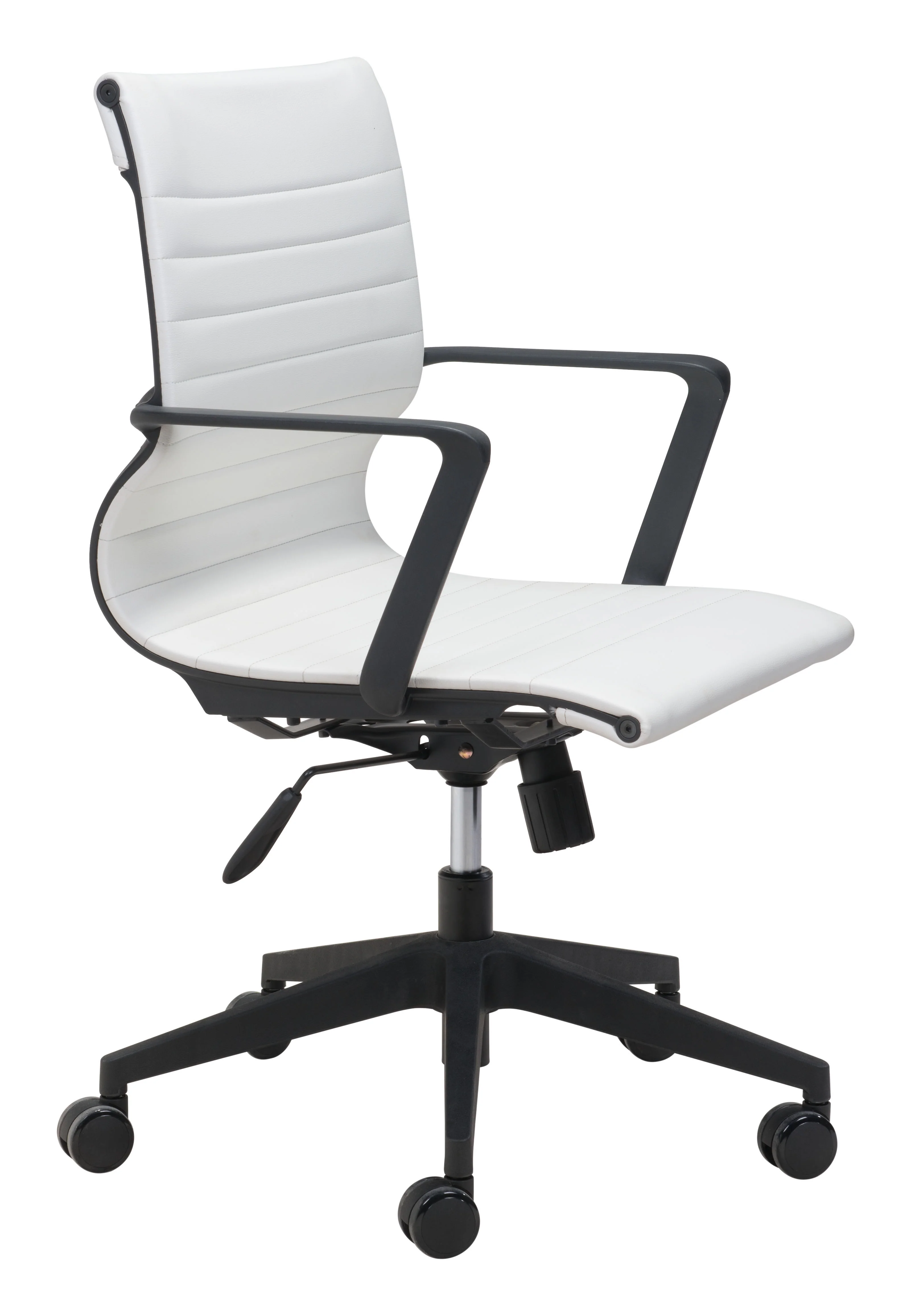Modern White Office Chair with Elegant Contrasting Black Frame - Image 3