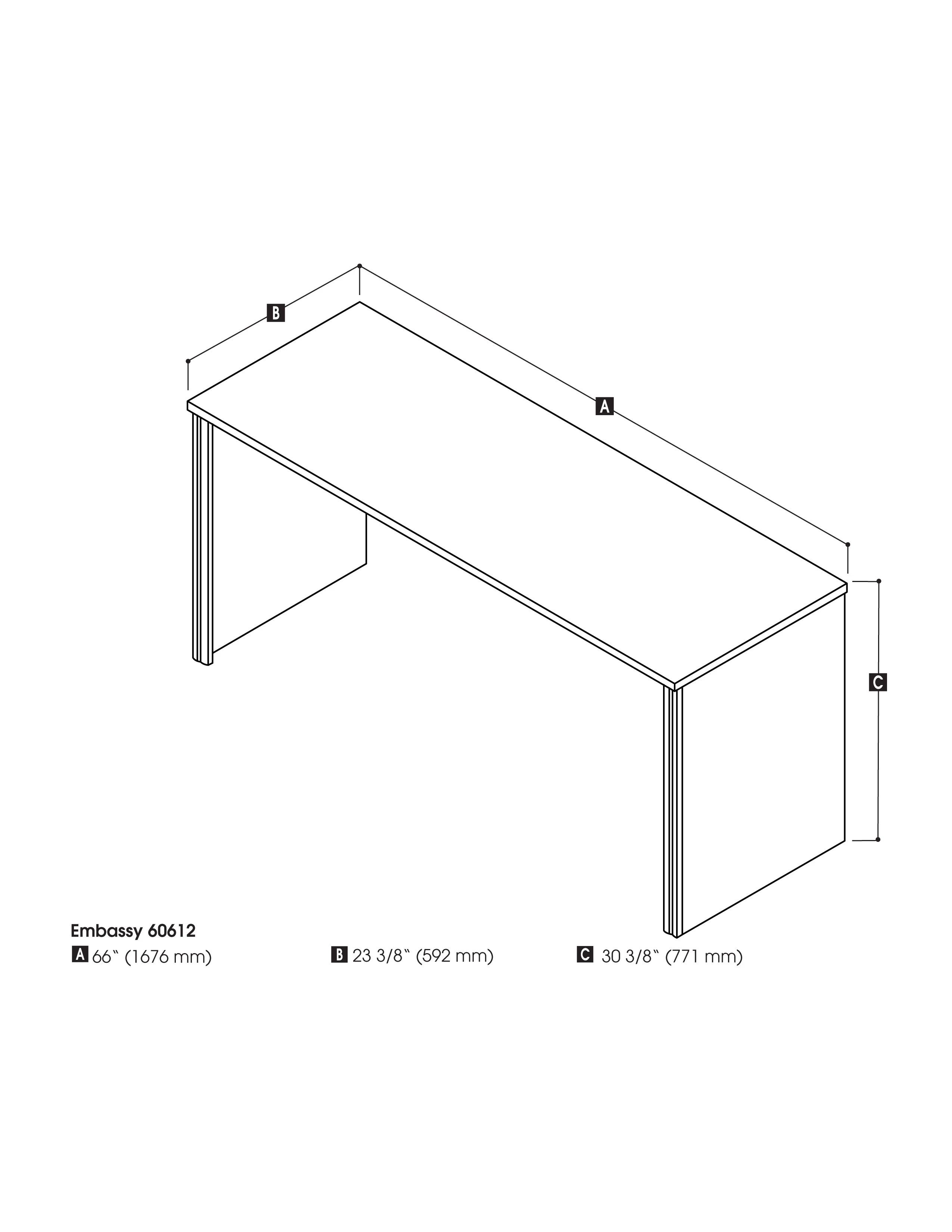 Narrow 66" Office Desk in Dark Chocolate - Image 2