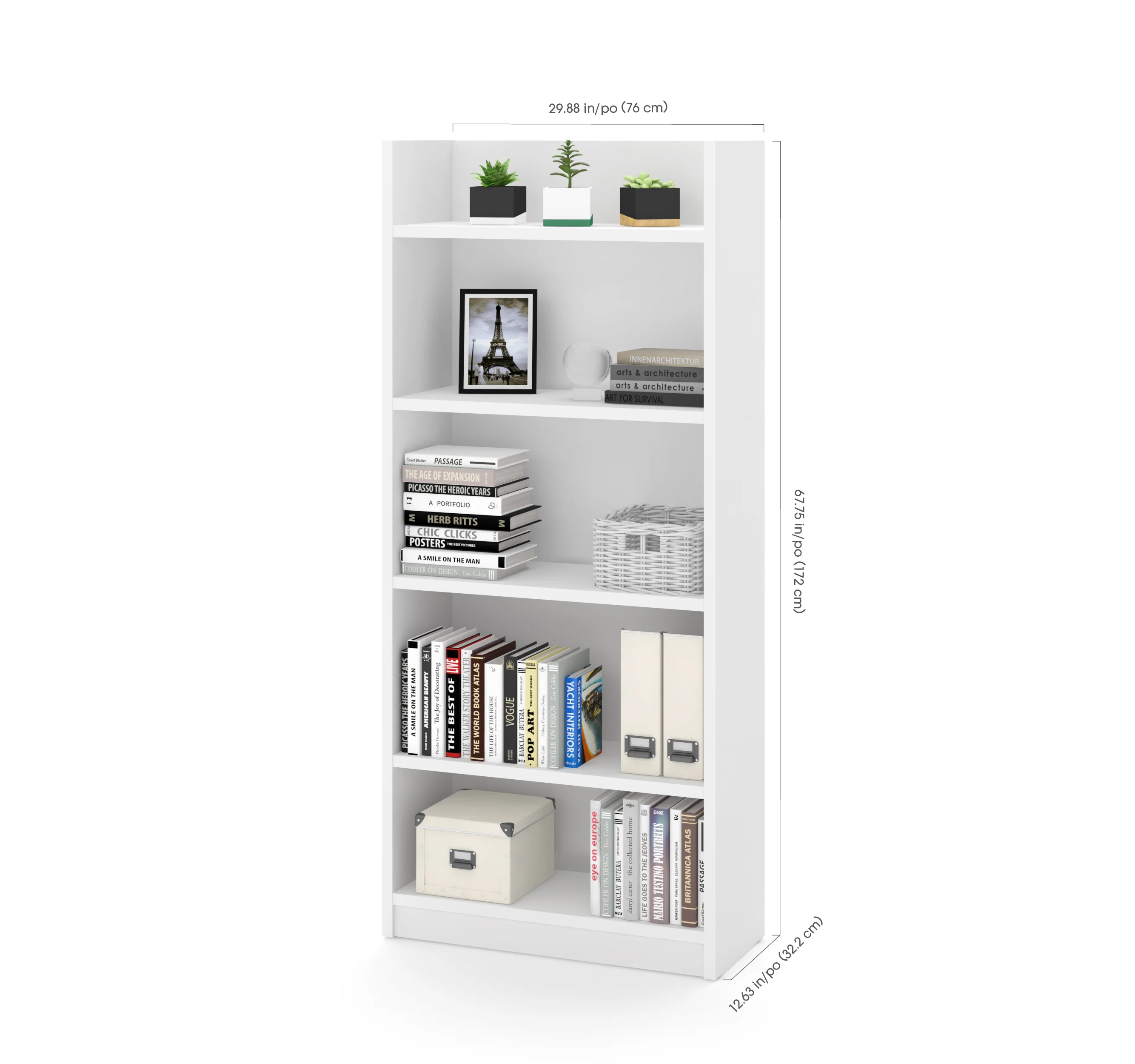 68" Open-top Bookshelf in White - Image 3