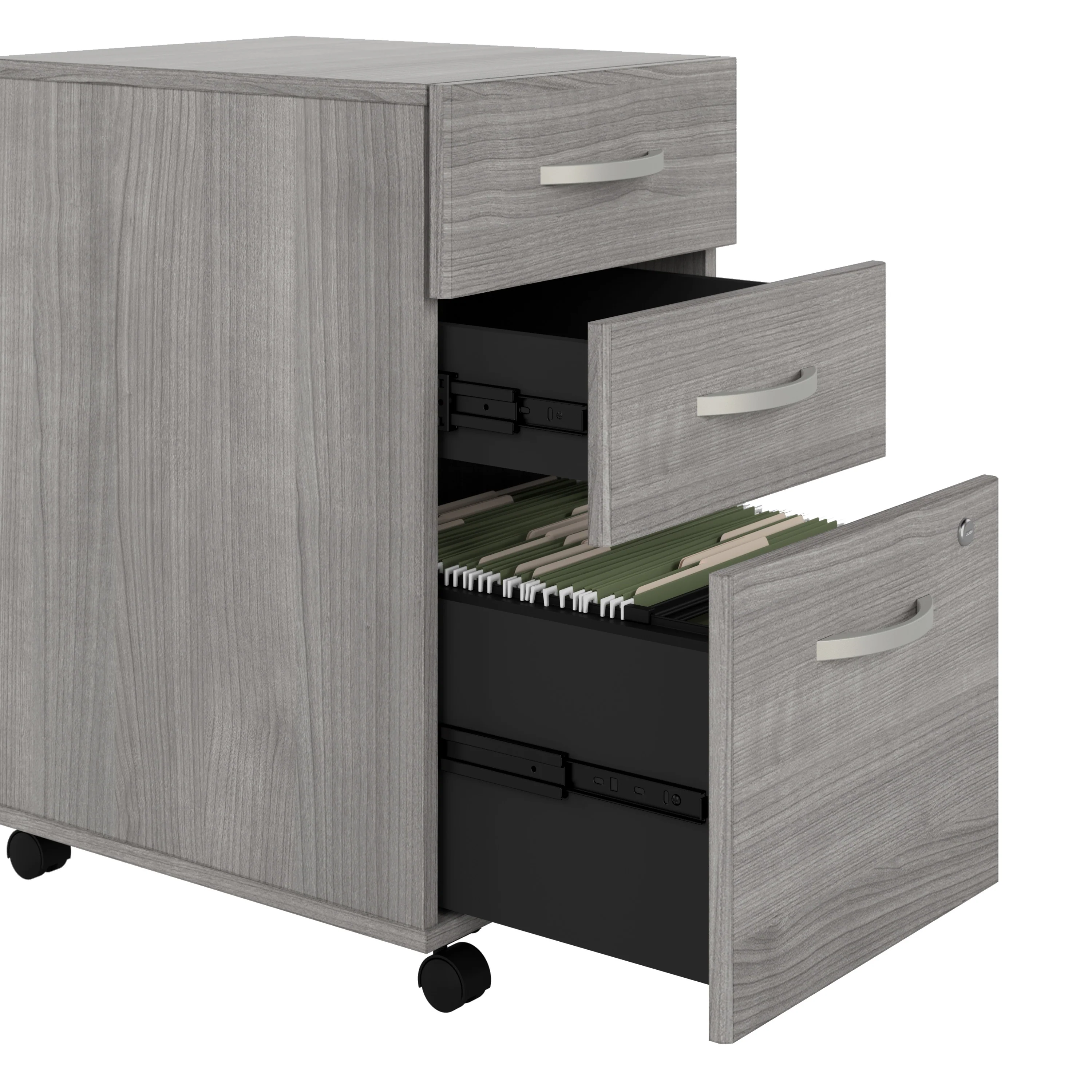 Platinum Gray 72" x 72" Modern L-shaped Desk with Mobile File - Image 3