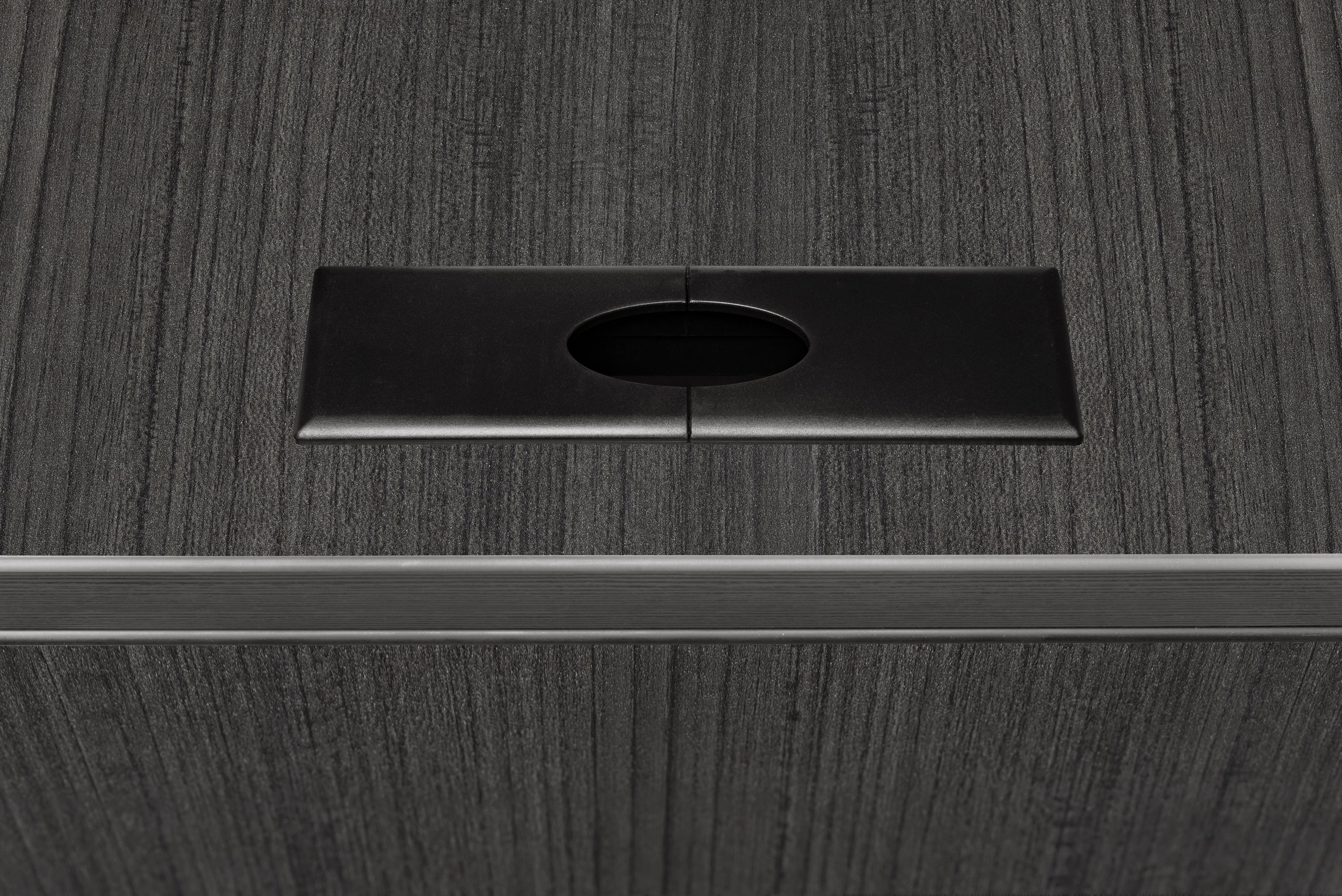 Premium Ash Gray U-shaped Desk with Locking Pedestal & Wire Management - Image 6