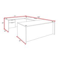 Premium Ash Gray U-shaped Desk with Locking Pedestal & Wire Management - Image 9