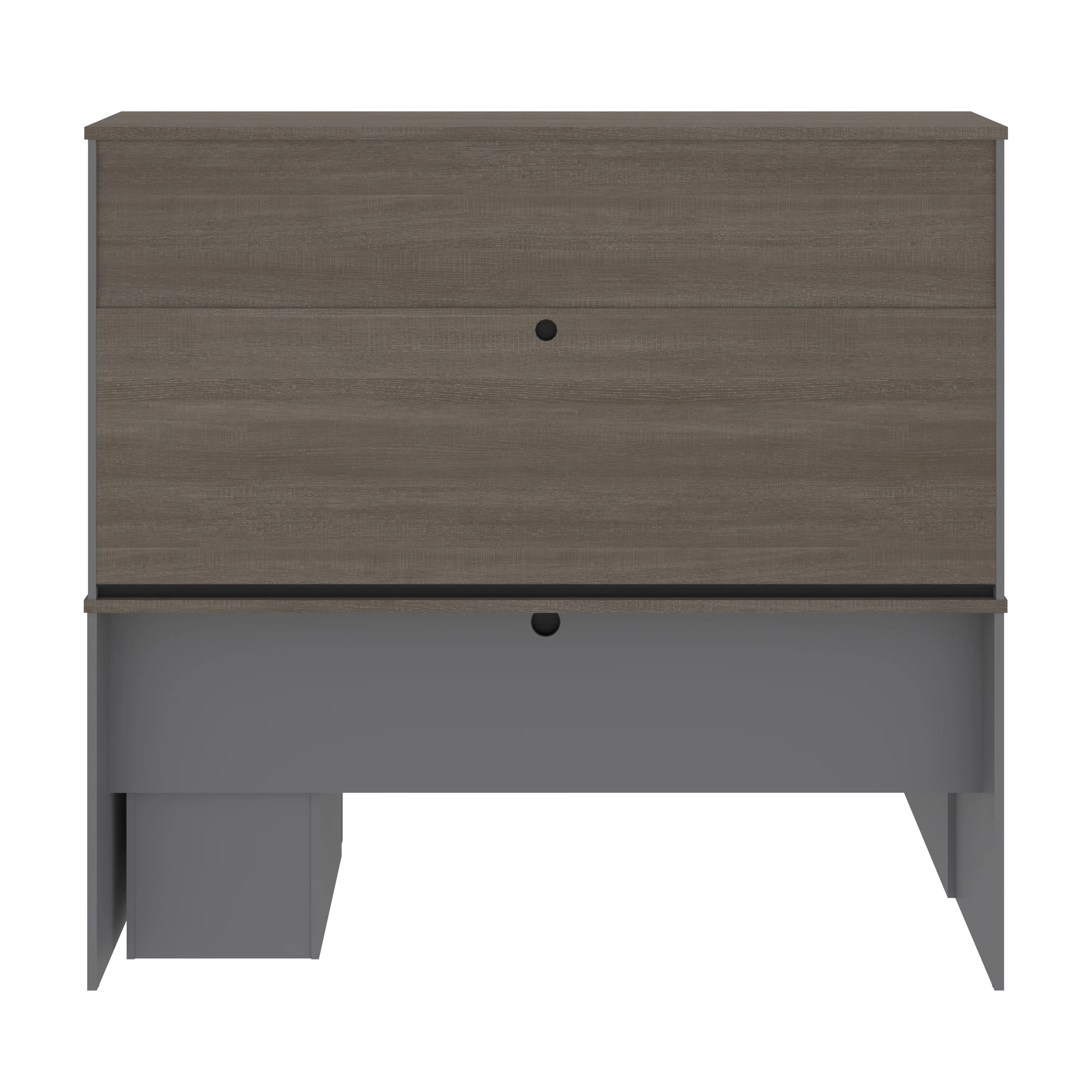 Premium L-shaped Double Pedestal Desk with Hutch in Bark Gray and Slate - Image 6