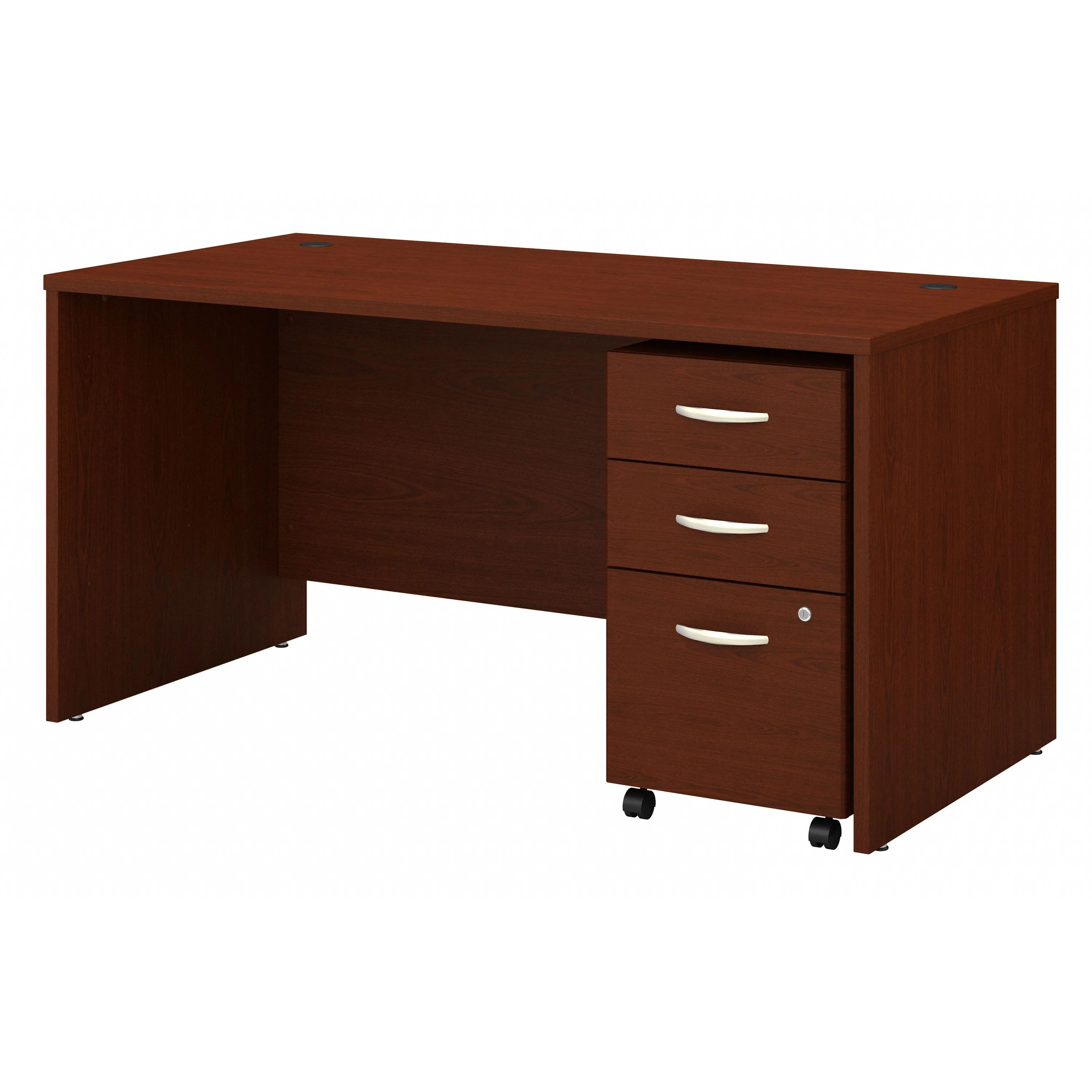 Premium Mahogany 60" Modern Office Desk with 3-Drawer Mobile Pedestal - Image 2