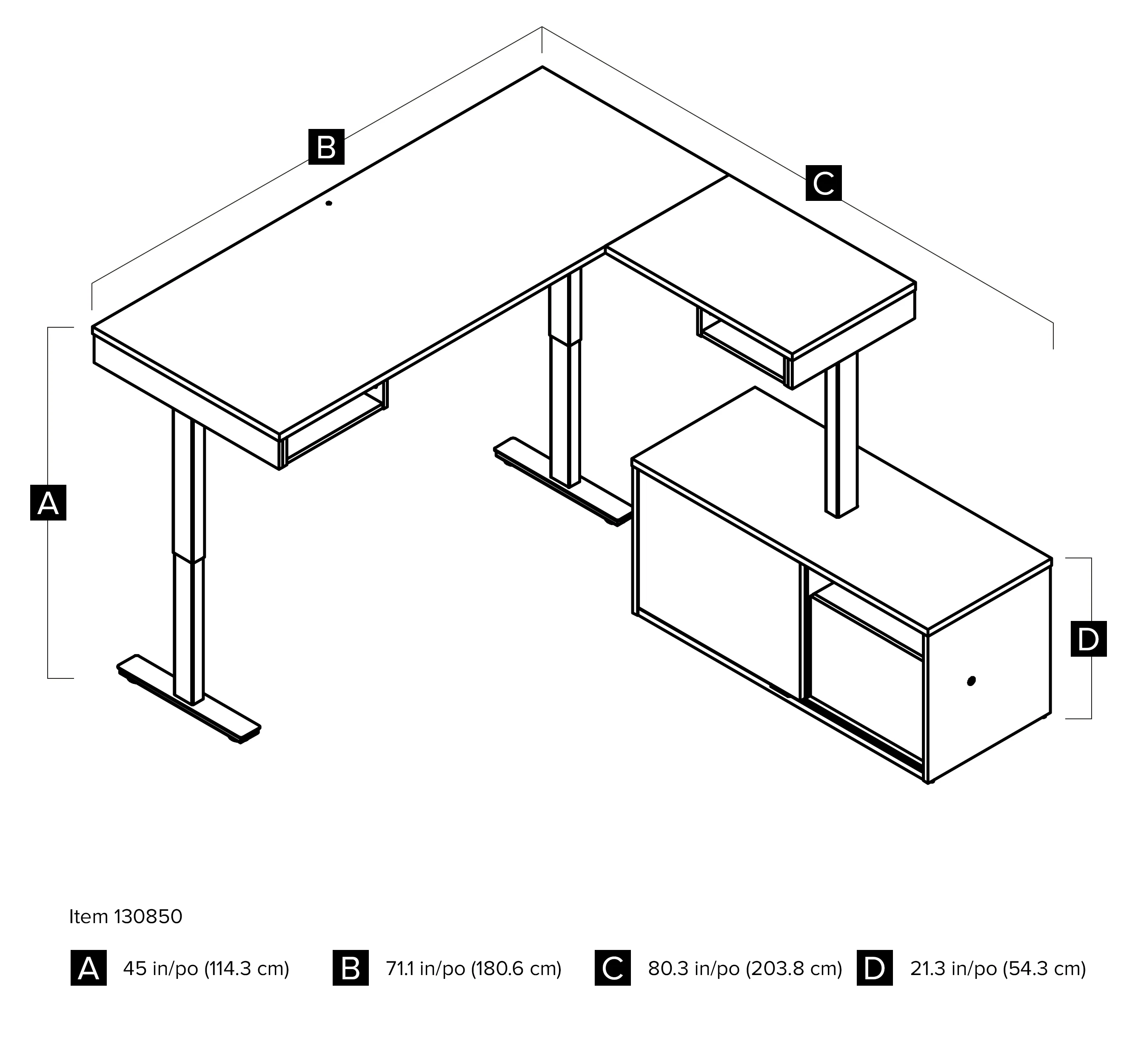 71" Programmable Standing Desk in Walnut Gray and White with Credenza - Image 4