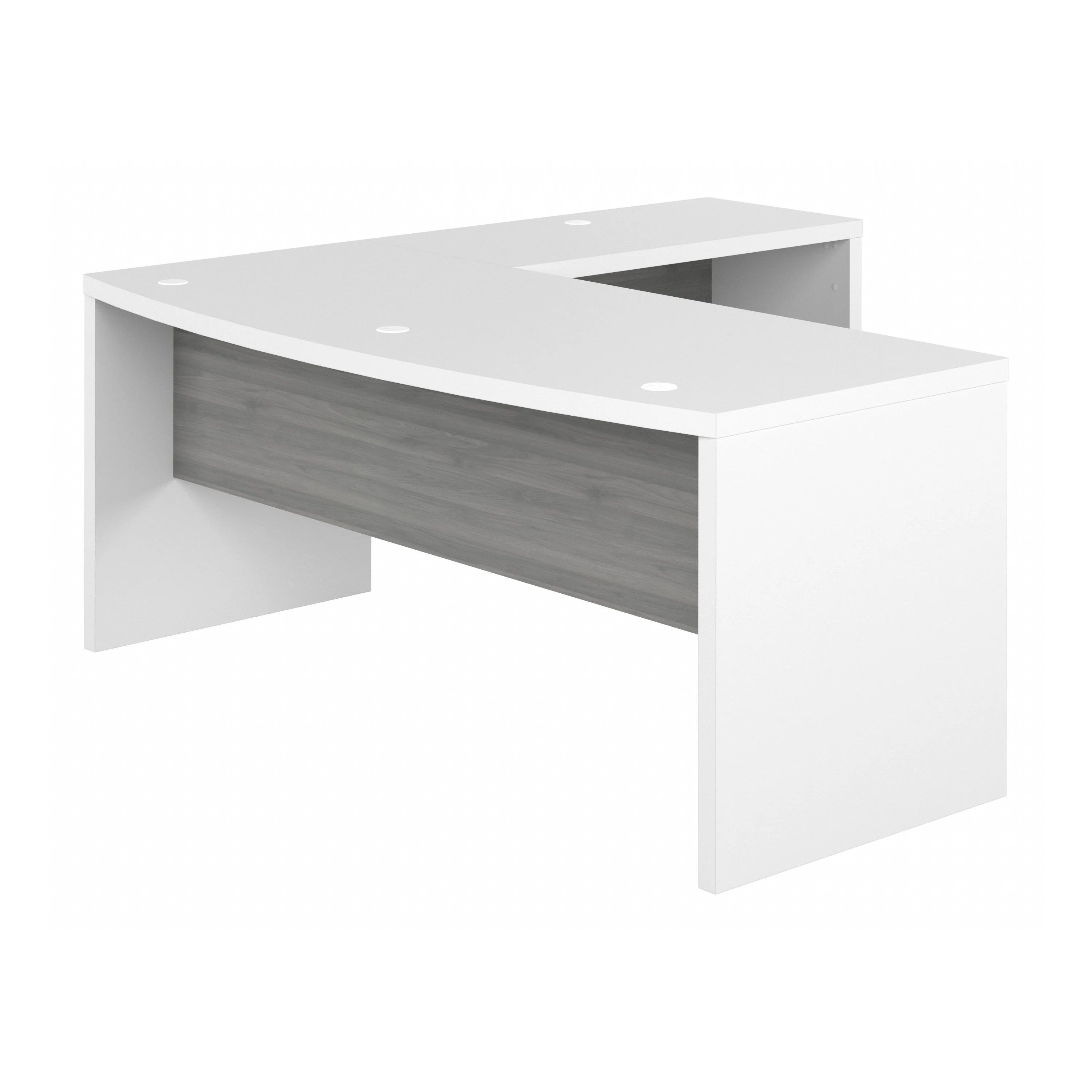 72” Modern L-Shaped Bow-Front Office Desk in Pure White & Modern Gray - Image 3