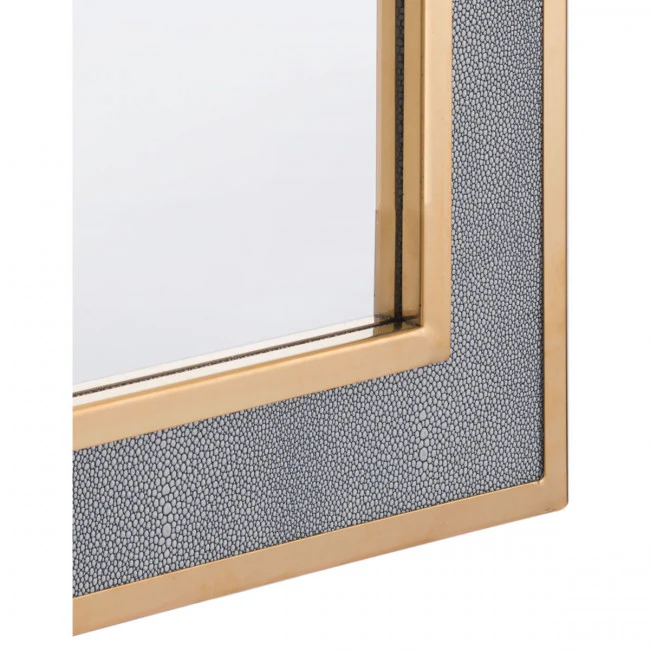 Classic Rectangular Wide Gray & Gold-Framed Mirror - Image 3