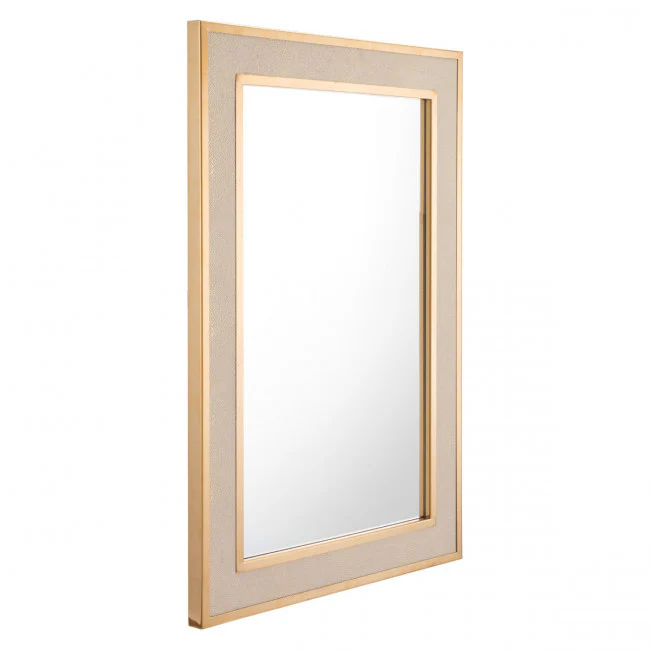 Classic Rectangular Wide Cream & Gold-Framed Mirror - Image 2