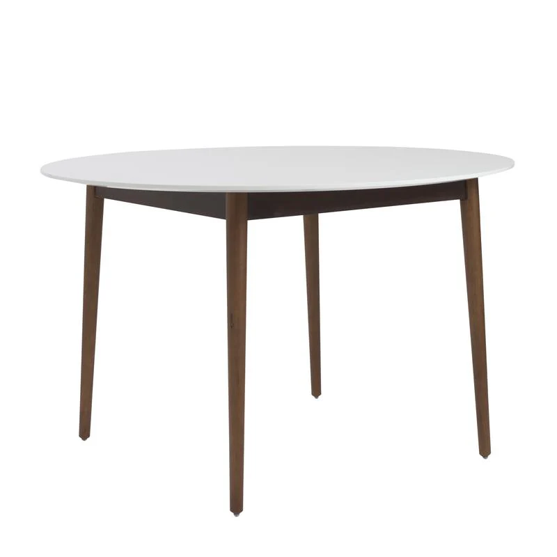 Round White Matte Meeting Table w/ Solid Ash Wood Legs - Image 2