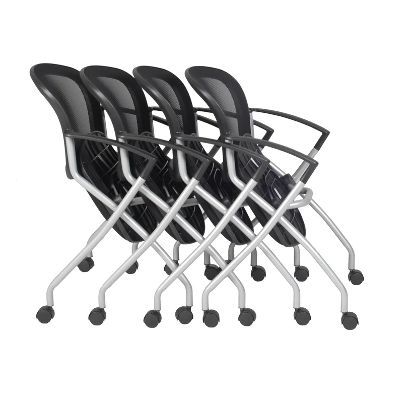 Set of 4 Conference Chairs with Arms & Casters - Image 3