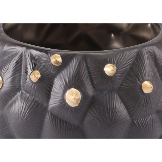 Short Brown & Gold Cactus Ceramic Vase - Image 3