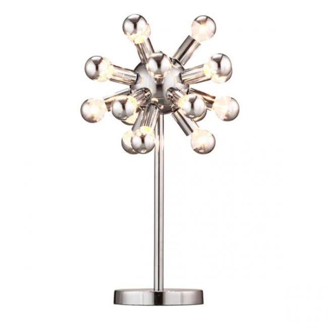 Silver Chrome & Bare Bulb Table Lamp - Image 2