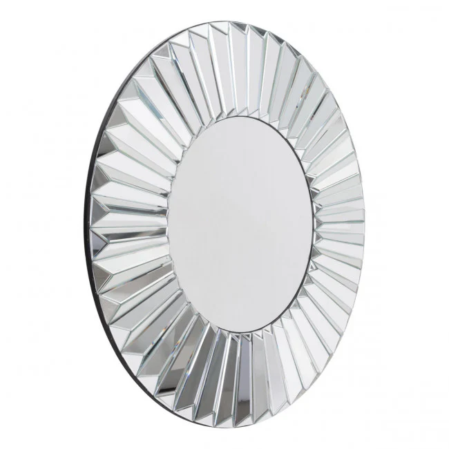 Silver Mirror Framed w/ Geometric Radiating Waves - Image 2