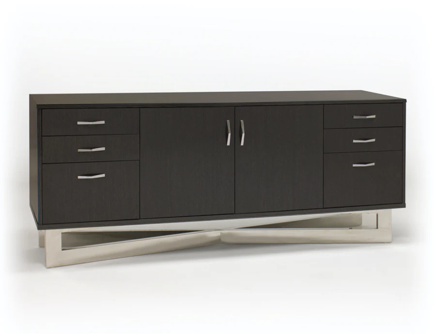 Sleek 75" Executive Office Desk in Glossy Gray Oak Finish - Image 3