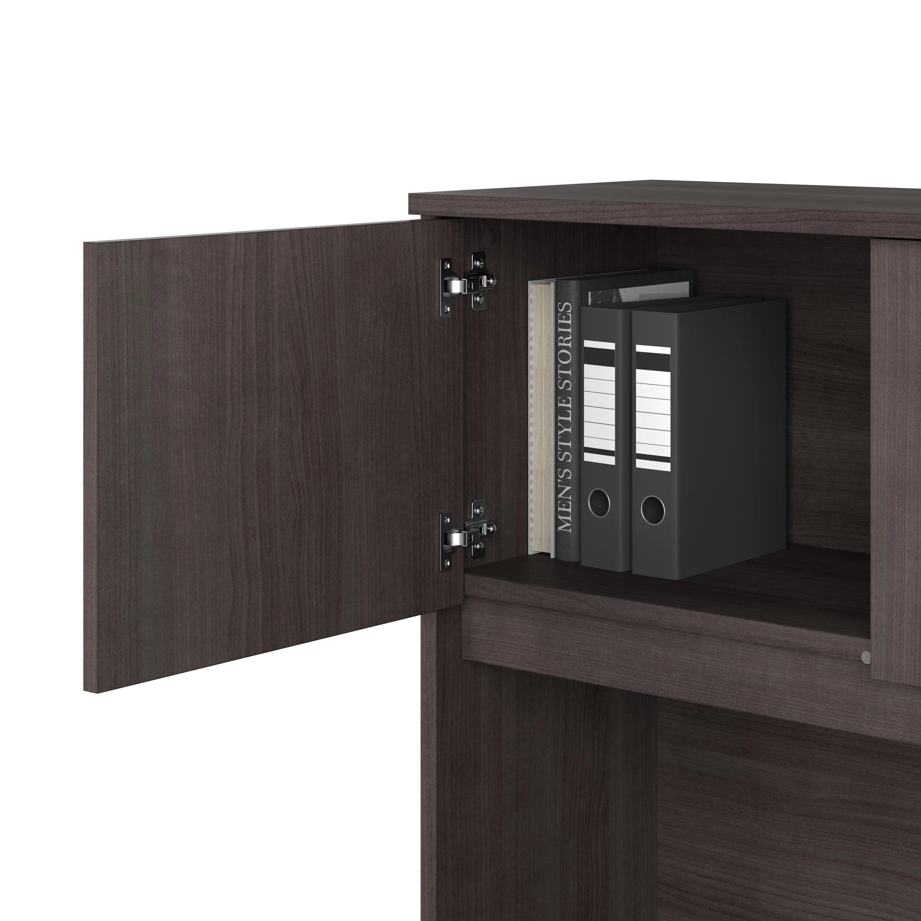 Modern Storm Gray U-shaped Desk with Hutch & Mobile File - Image 4