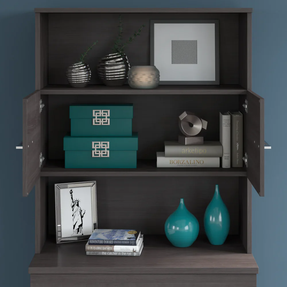 Storm Gray Lateral File Cabinet with Hutch - Image 4