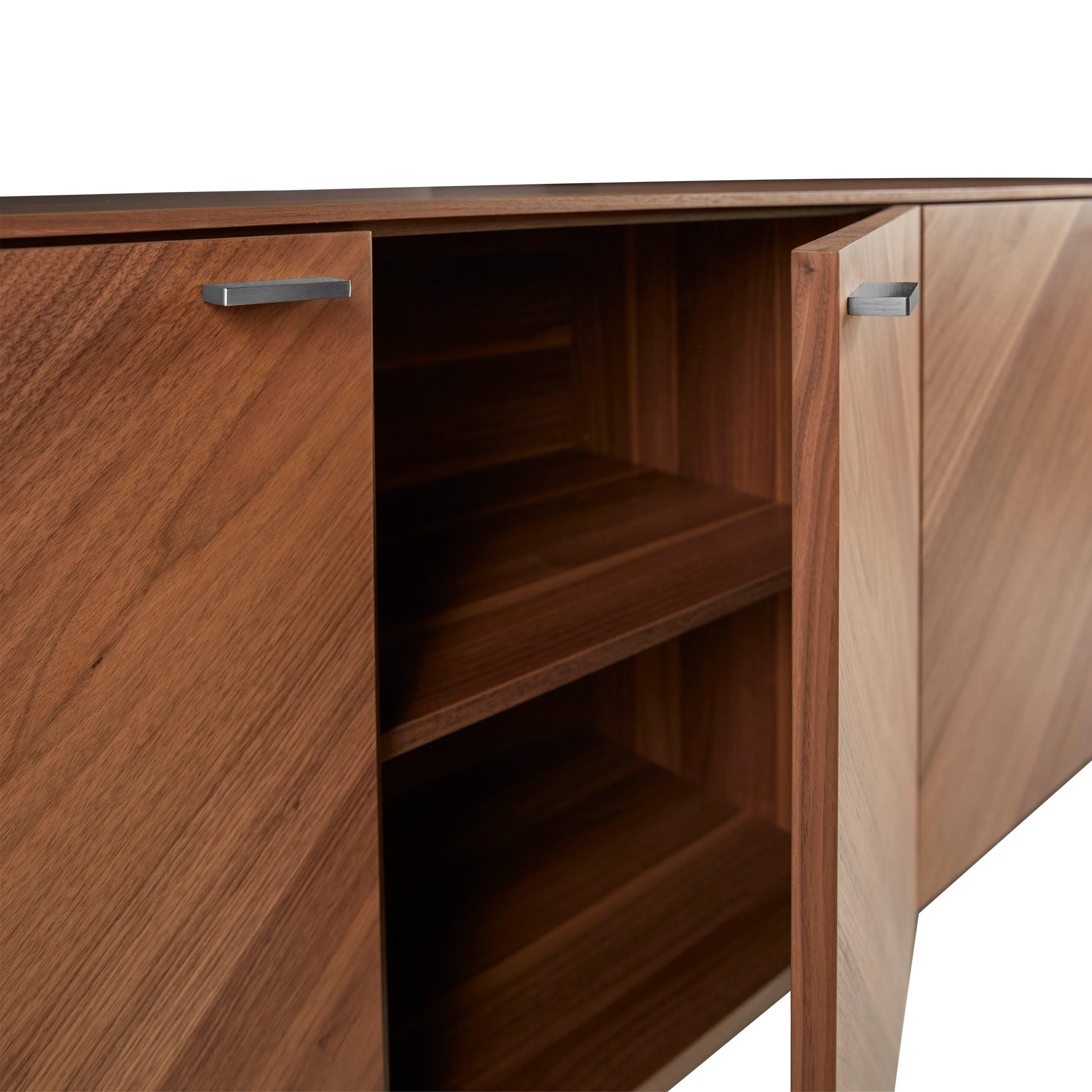 Stylish 79" Storage Credenza in American Walnut and Brushed Stainless Steel - Image 3