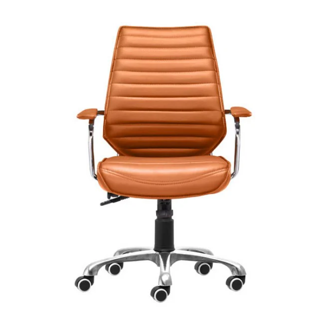 Sleek Terra Leather & Chrome Office Chair with Padded Armrests - Image 3