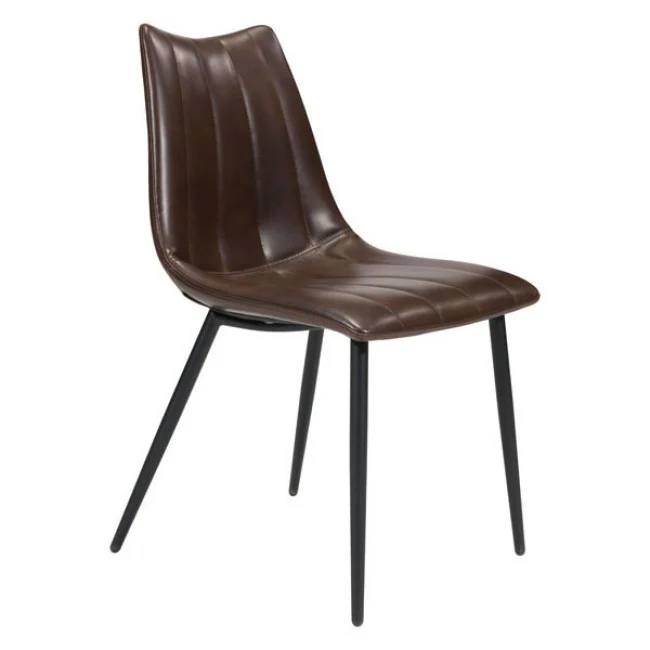 Classic Tufted Brown Leatherette Guest or Conference Chairs (Set of 2)