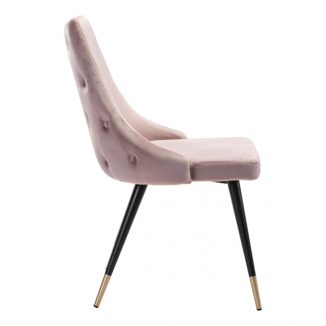 Stylish Pink Velvet Guest or Conference Chair w/ Button Tufting (Set of 2) - Image 2