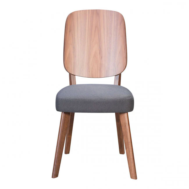 Curved Back Walnut Guest or Conference Chair w/ Dark Gray Cushion (Set of 2) - Image 3