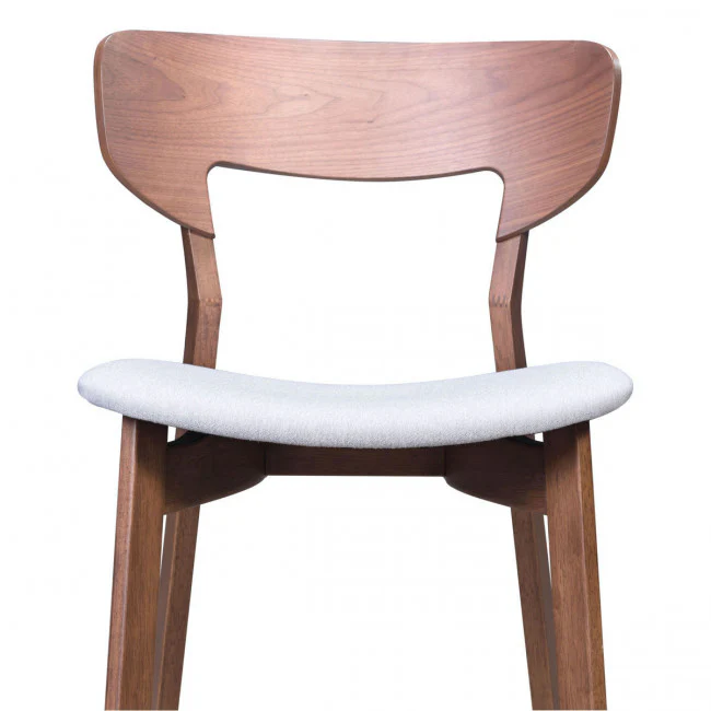 Flared Back Walnut Guest or Conference Chair w/ Light Gray Cushion (Set of 2) - Image 5
