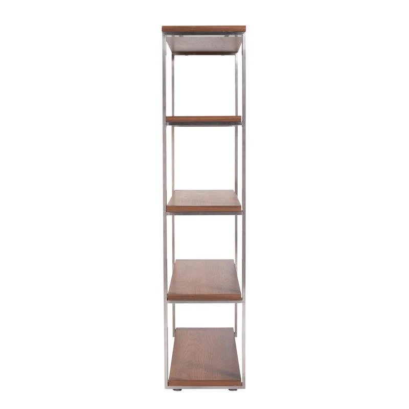 Walnut Veneer and Stainless Steel Office Bookcase - Image 3