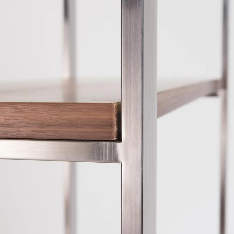 Walnut Veneer and Stainless Steel Office Bookcase - Image 4