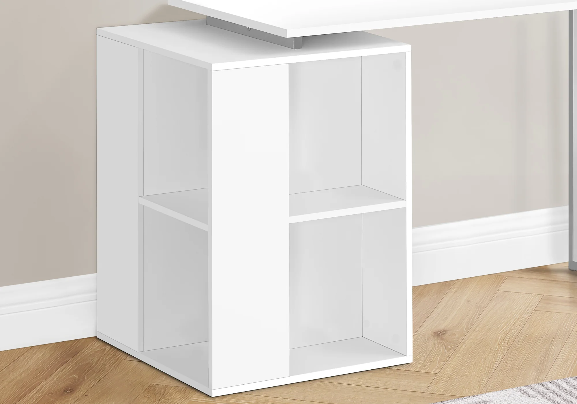 White 55" Modern Desk with Storage and U-Shaped Metal Legs - Image 3