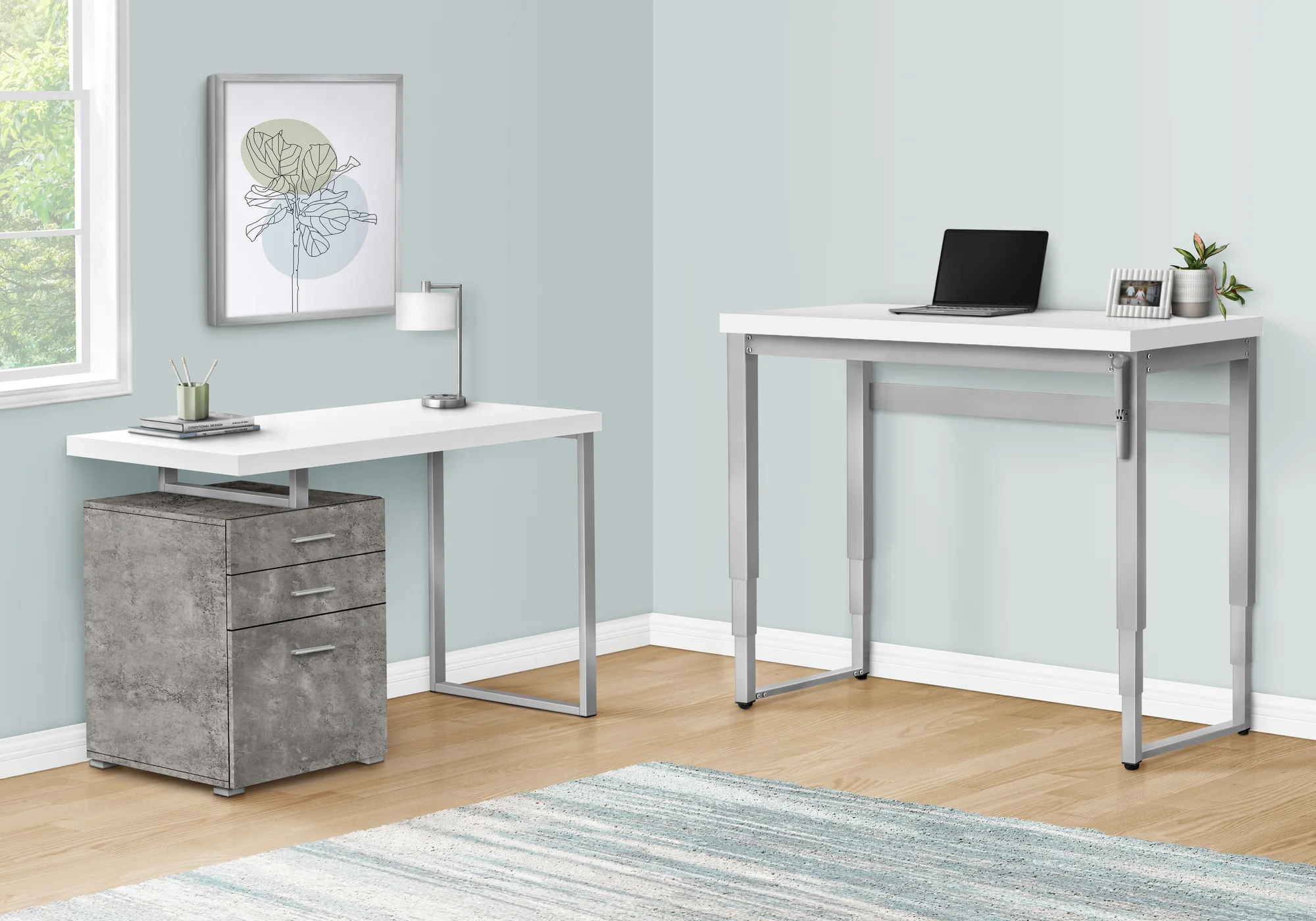 White Adjustable Height 47" Home Office Desk - Image 3
