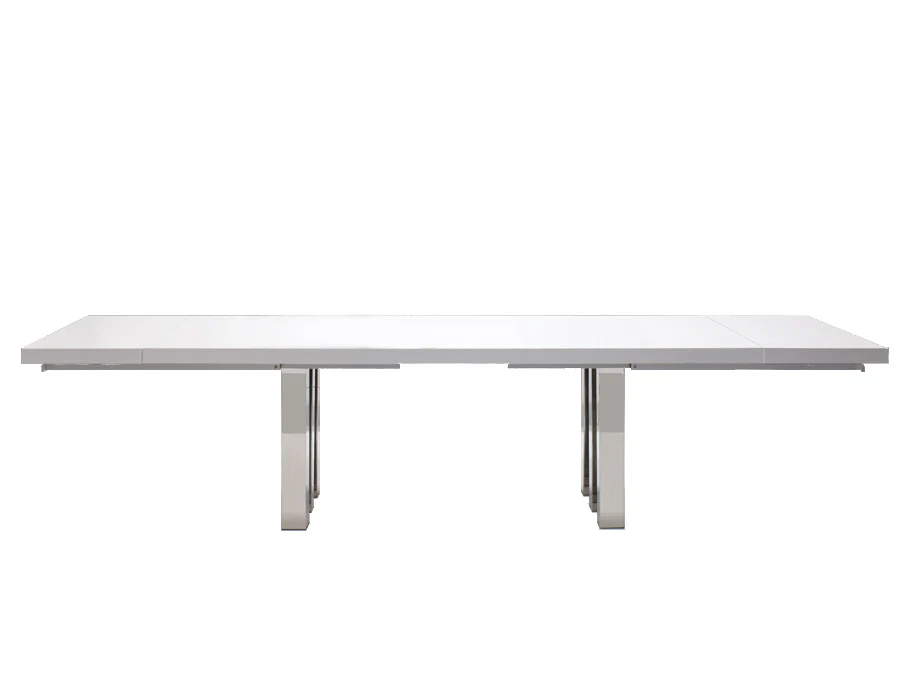 White Lacquer & Chrome Modern Conference Table (94" - 134" W) - Image 3