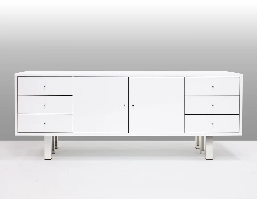 White Lacquer & Chrome Modern Conference Table (94" - 134" W) - Image 4