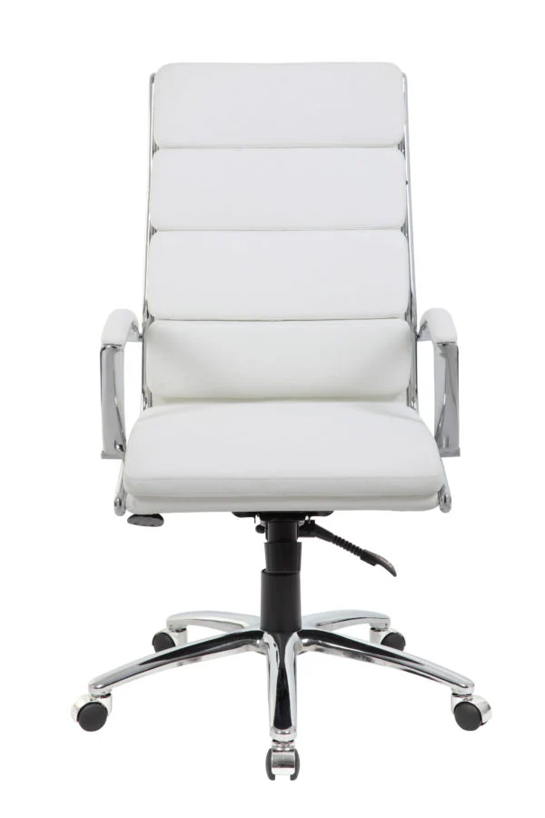 White Faux Leather Office Chair w/ Padded Back & Seat - Image 2