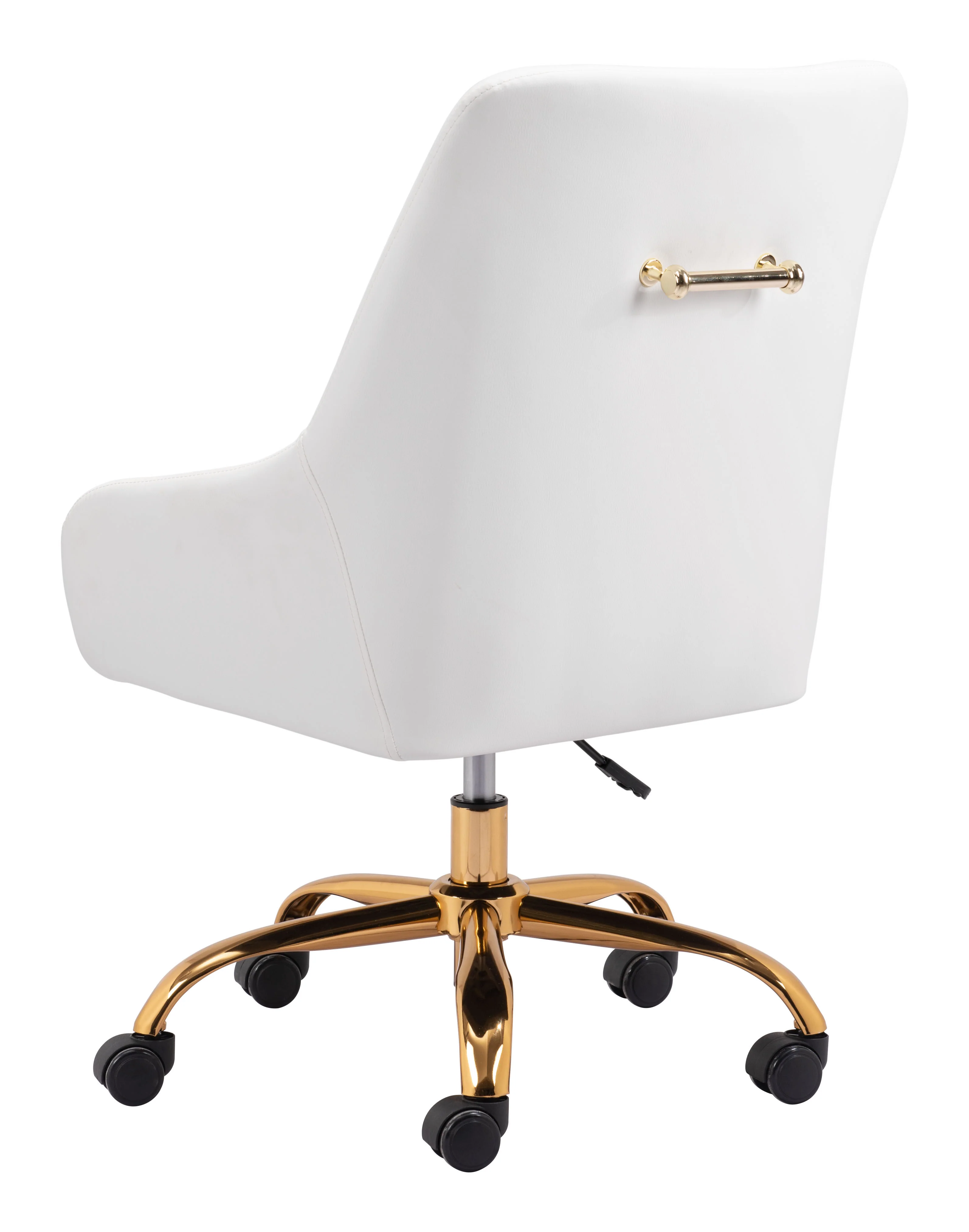 White and Gold Glamorous Adjustable Leatherette Office Chair - Image 4