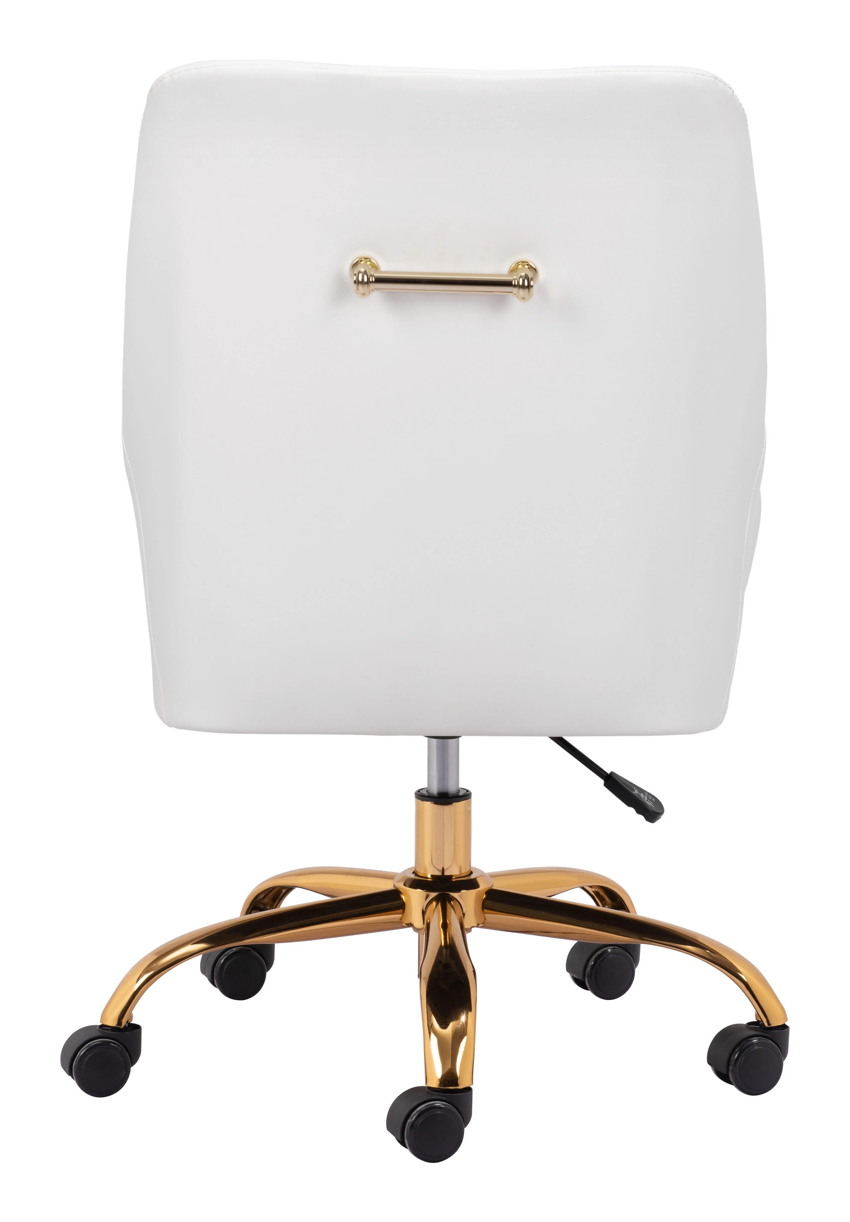 White and Gold Glamorous Adjustable Leatherette Office Chair - Image 6
