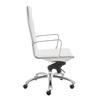 White Leather & Chrome High Back Modern Office Chair - Image 3