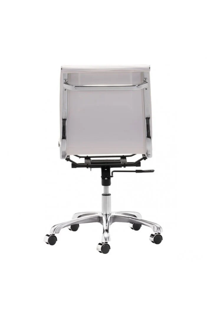 Modern White Leather & Chrome Armless Office or Conference Chair - Image 4