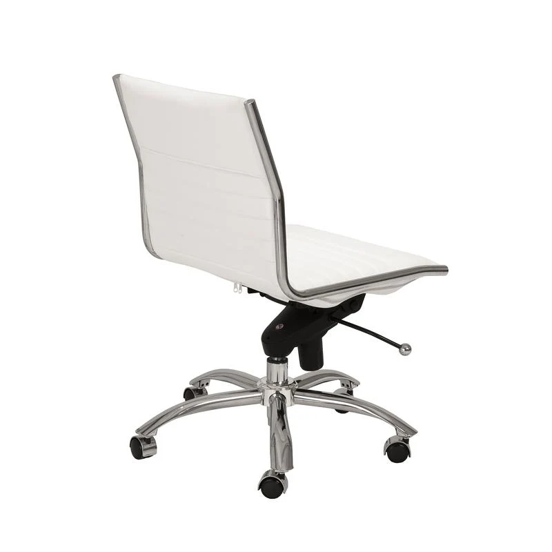 Armless White Leatherette Modern Office Chair - Image 4