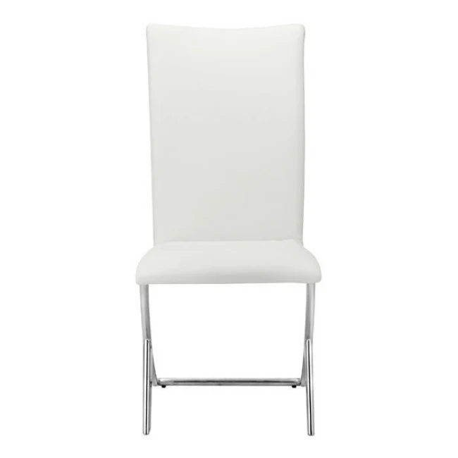 Modern White Leatherette Conference/Guest Chair with Chrome (Set of 2) - Image 3