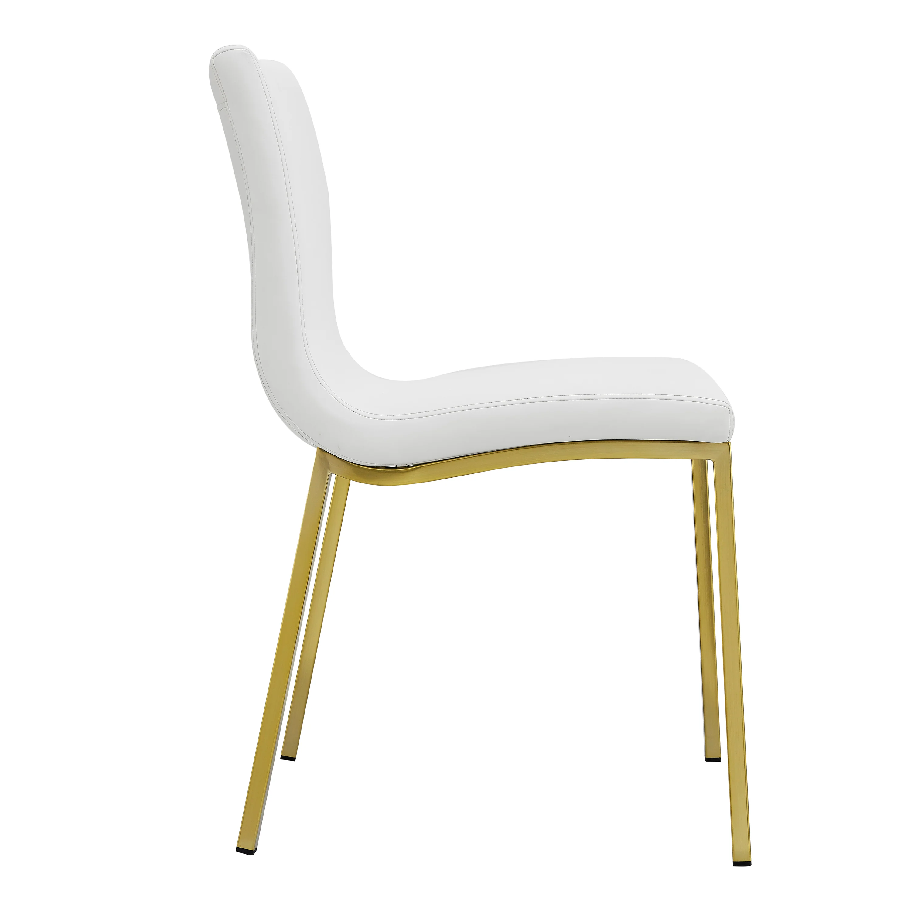 White Leather Guest Chair with Brushed Gold Stainless Legs (Set of Two) - Image 3