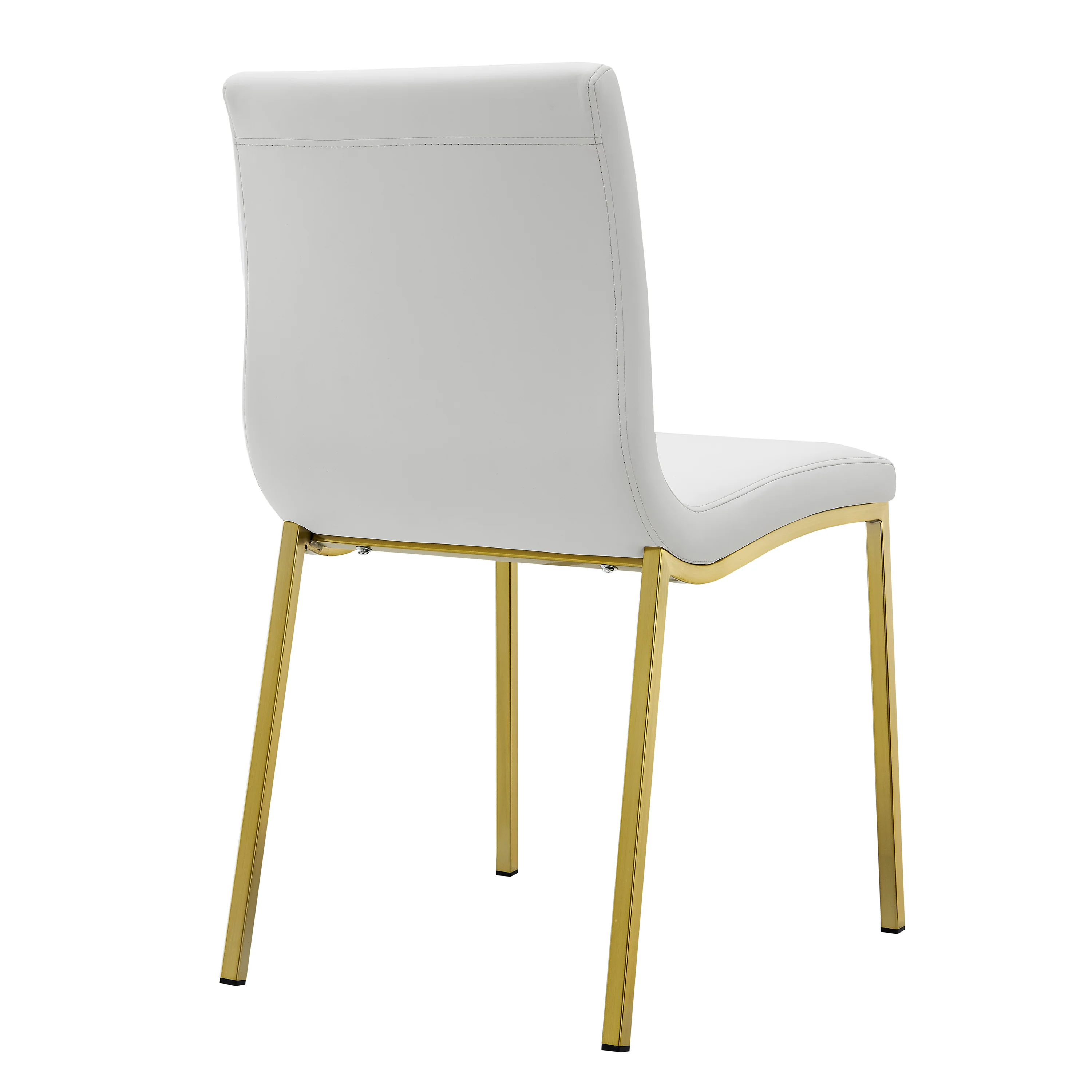 White Leather Guest Chair with Brushed Gold Stainless Legs (Set of Two) - Image 4